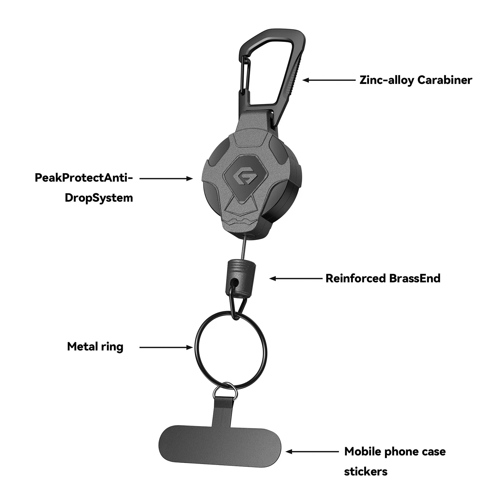 Einziehbarer Schlüsselanhänger mit Clip für Ausweis & Handy