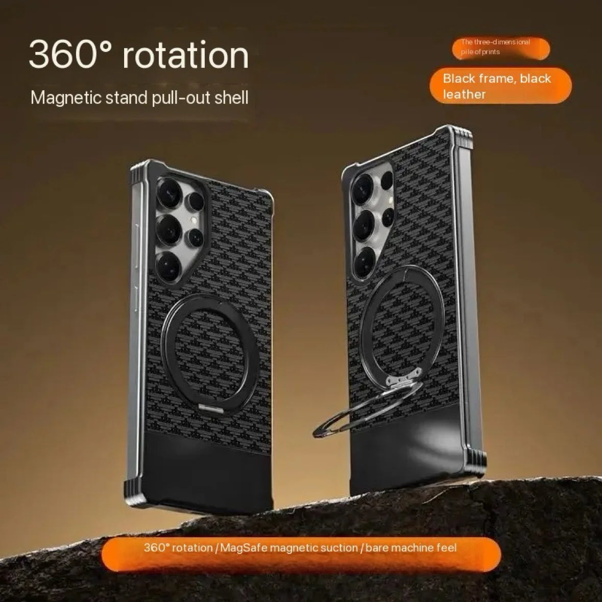 Metal phone case with stand for Galaxy S25–S23 Ultra