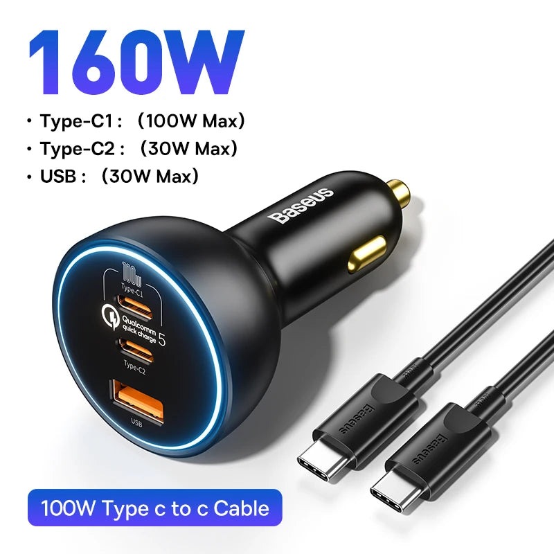 160W Car Charger Fast Charging