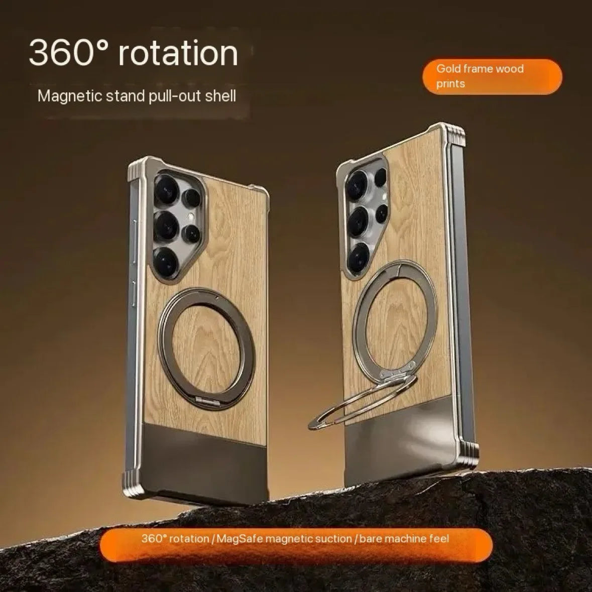 Metal phone case with stand for Galaxy S25–S23 Ultra