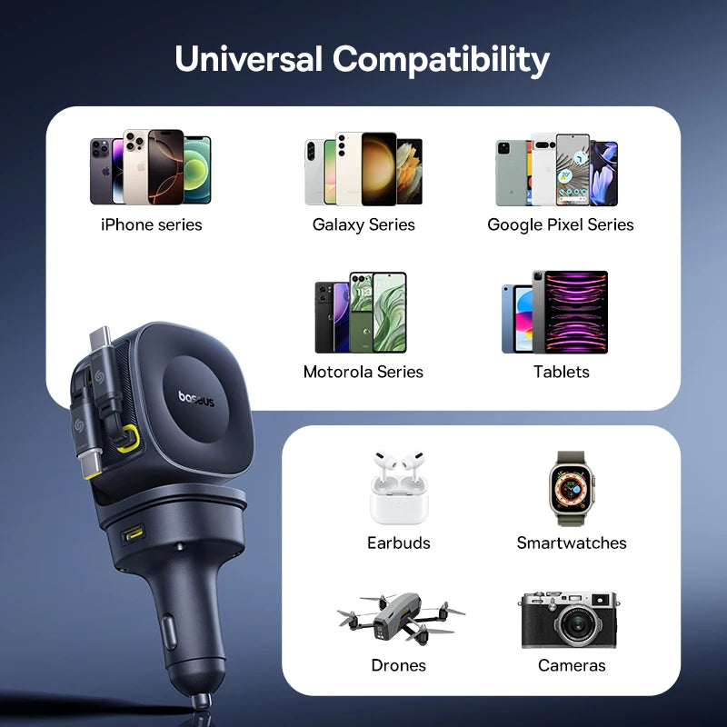Baseus 100W Autoladegerät Dual Typ-C 4 Ports