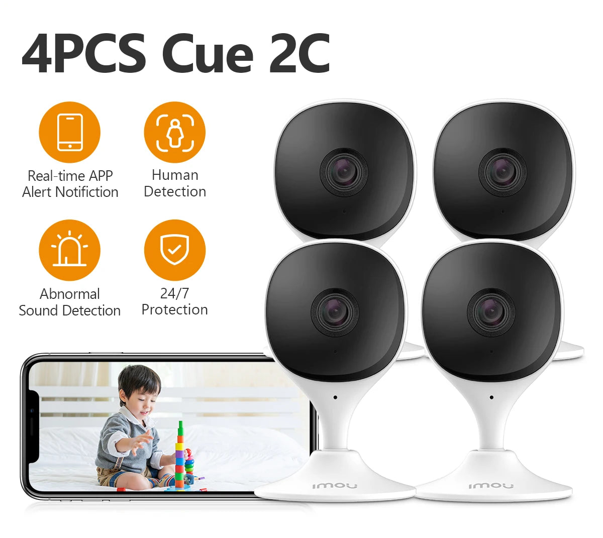 4er-Set WLAN Sicherheitskamera mit Nachtsicht und Babyphone