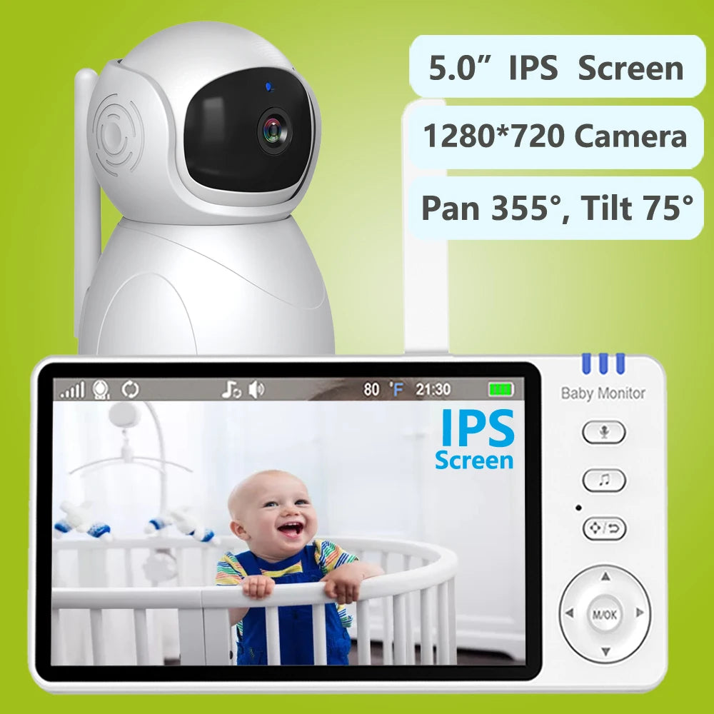 5-Zoll HD Baby Monitor mit Nachtsicht & 2-Wege Audio
