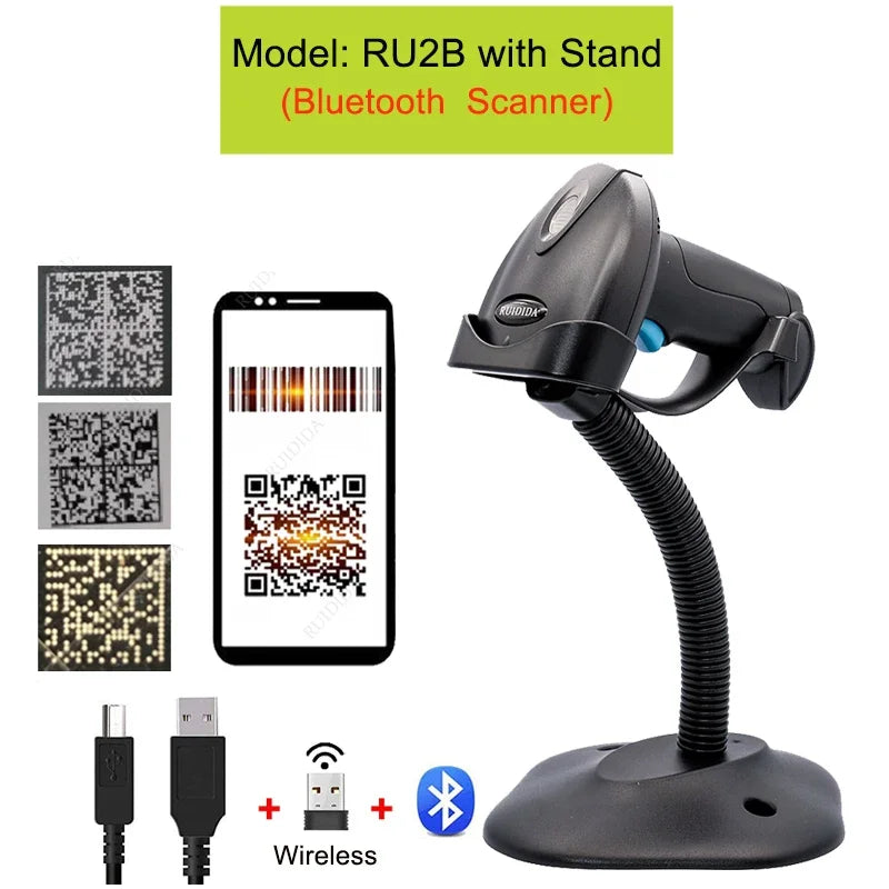 Kabelloser Bluetooth QR-Code Scanner mit Ständer