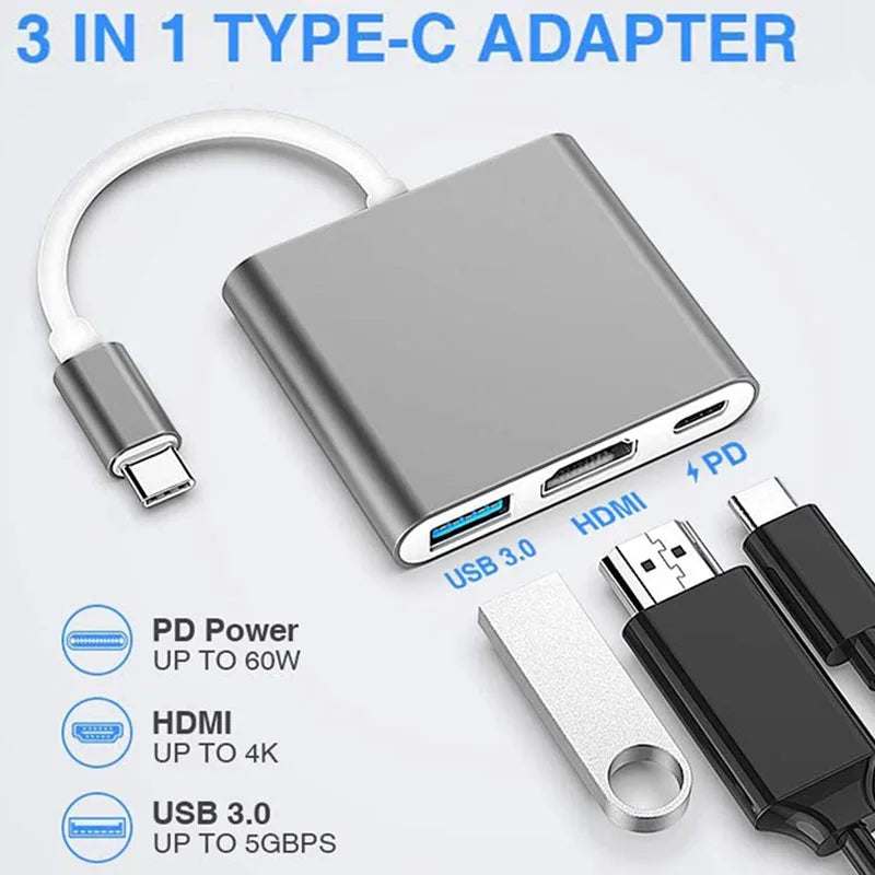 3-in-1 USB-C Hub 100W mit HDMI & USB3