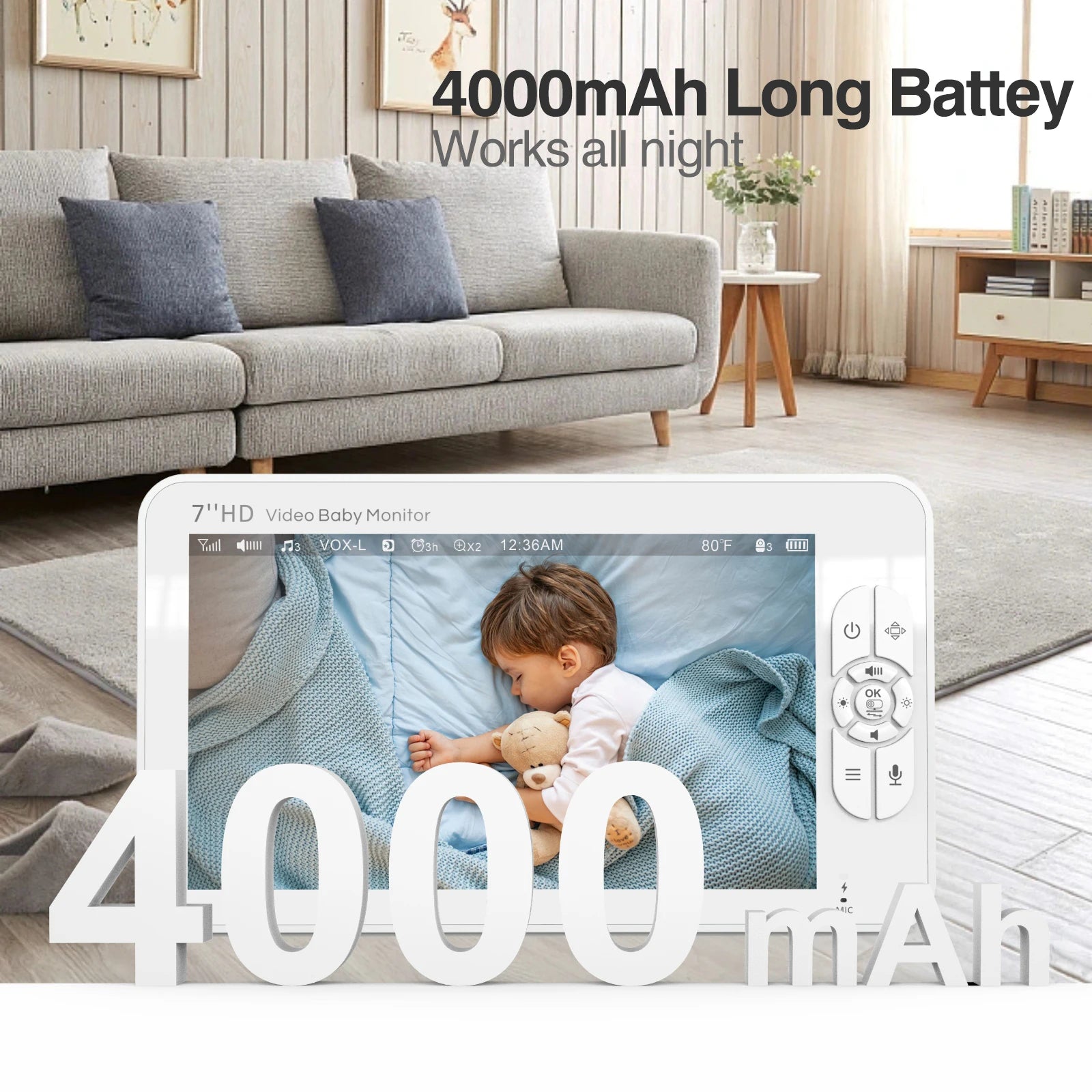 7 Zoll HD Babyphone Split Screen mit Fernsteuerung