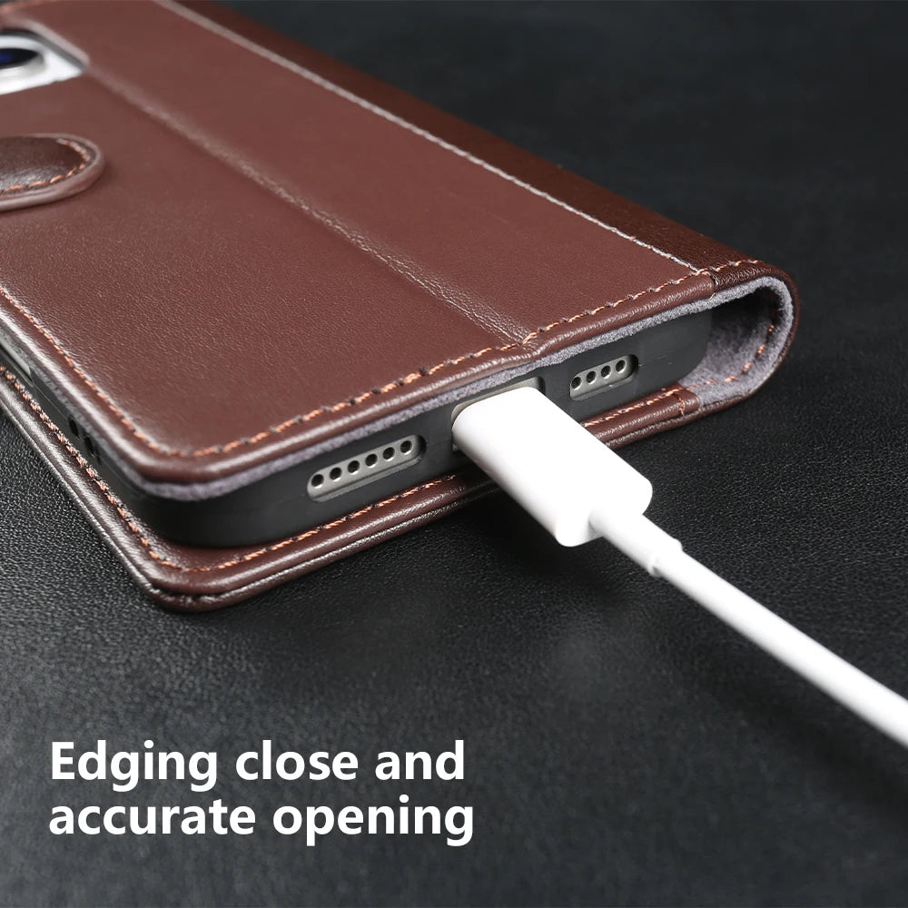 Echtleder Brieftaschenhülle für iPhone 17 Serie