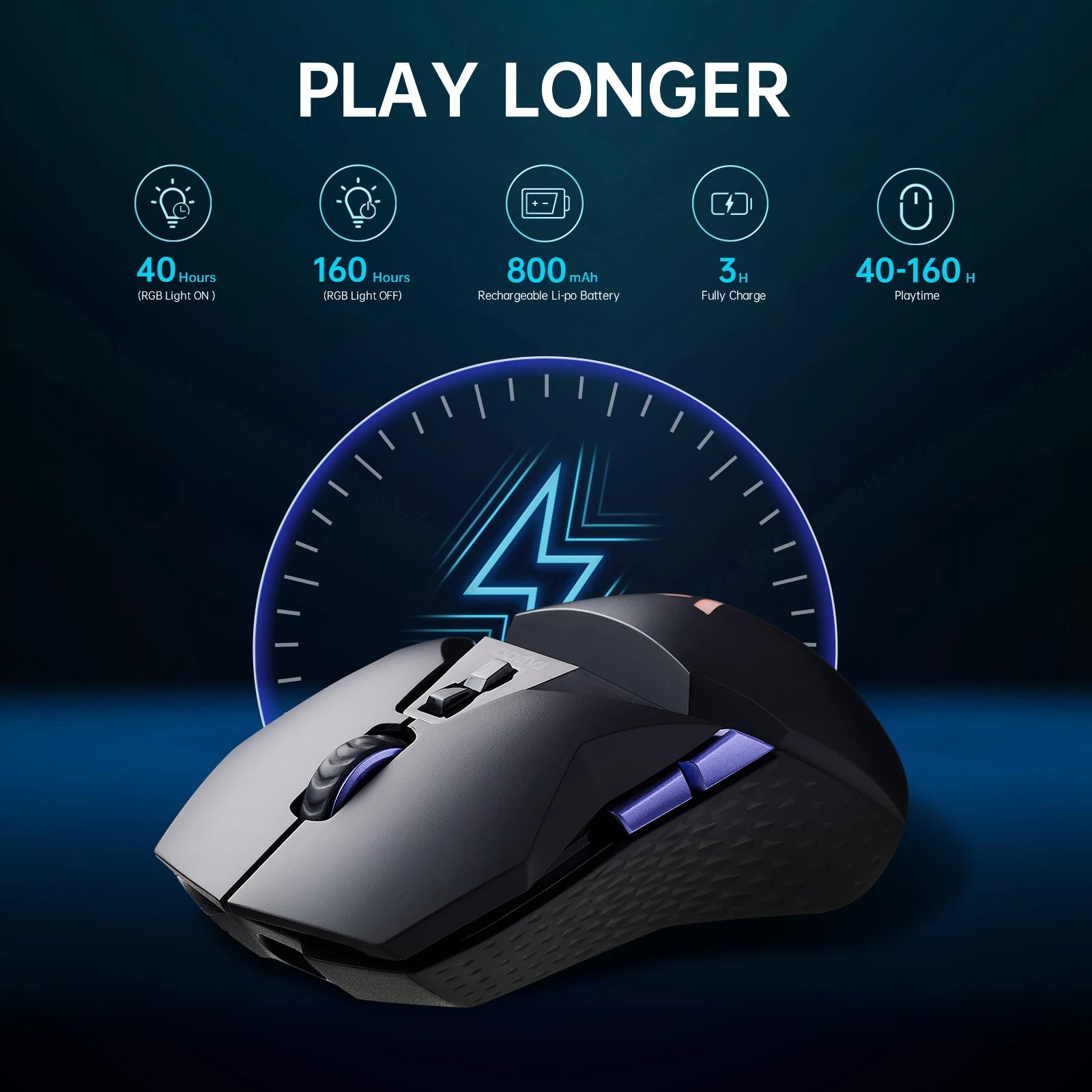 Ergonomische RGB Gaming-Maus mit 26000 DPI kabellos