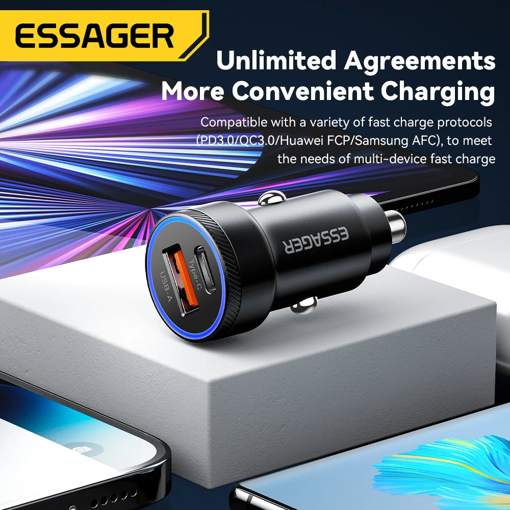 Essager 54W USB Autoladegerät Schnellladung Typ C