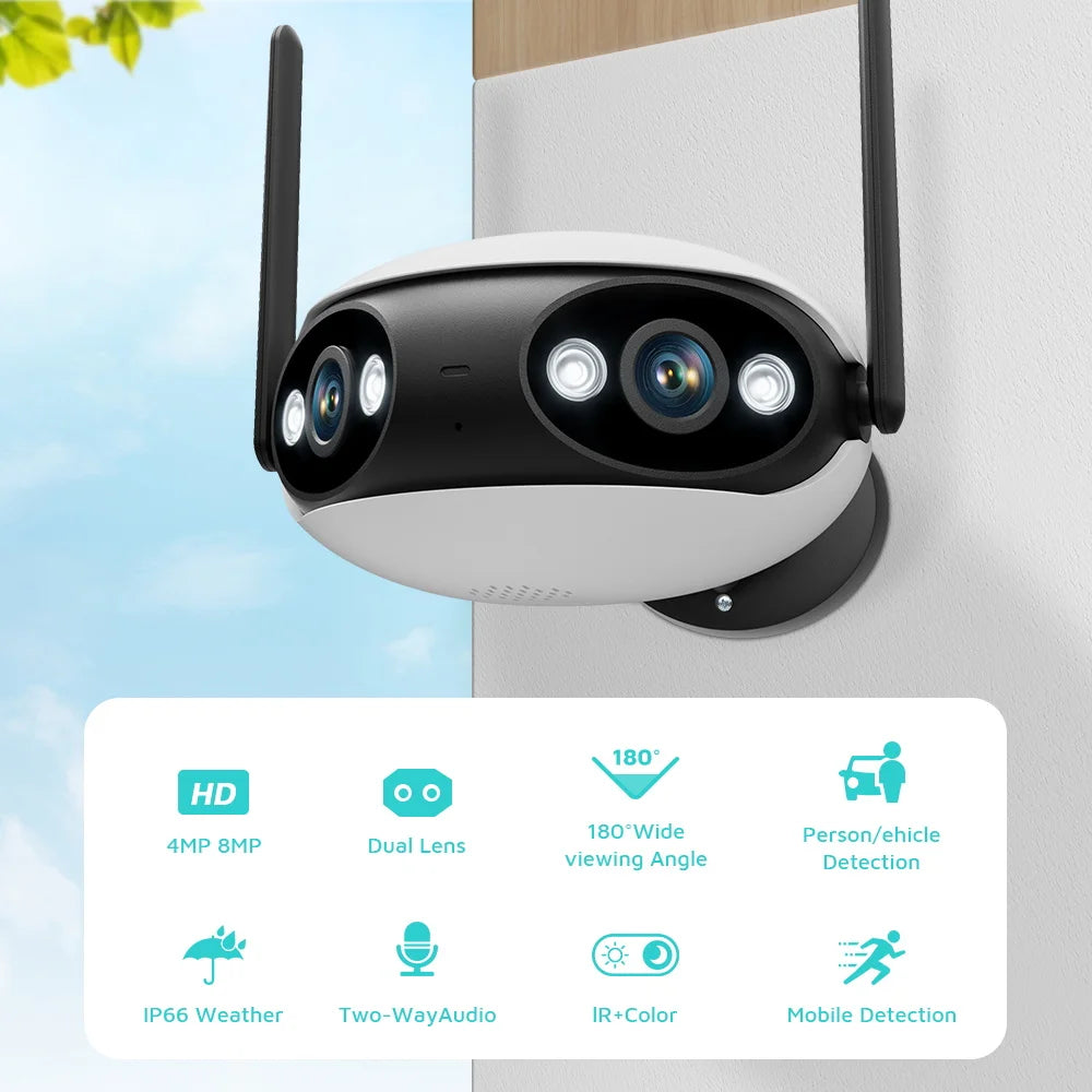 4MP 2K HD Dual-Lens WiFi Outdoor Camera
