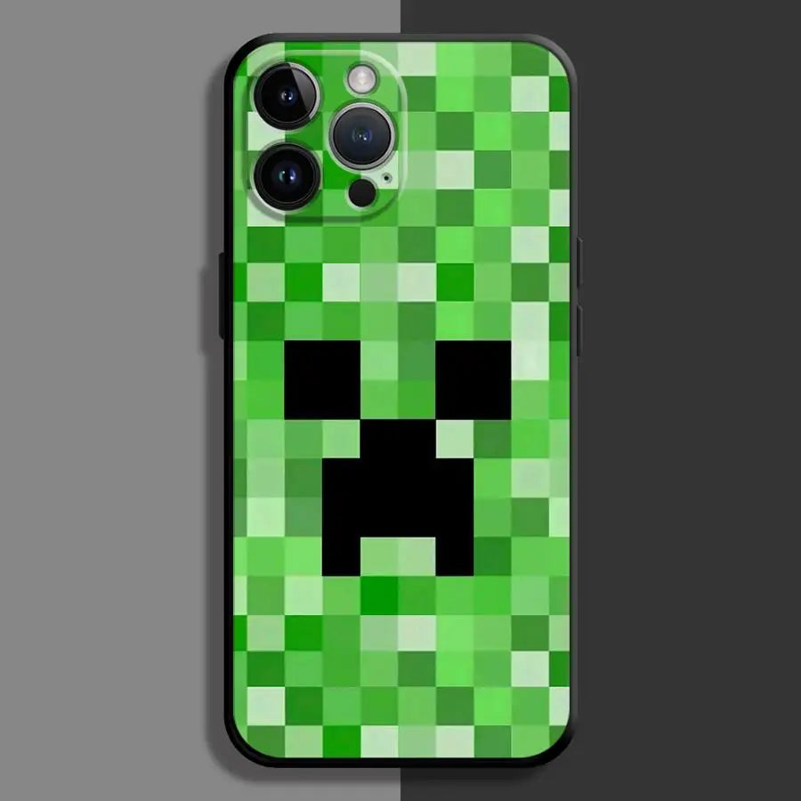 Grüne Pixel-Monster-Hülle für iPhone