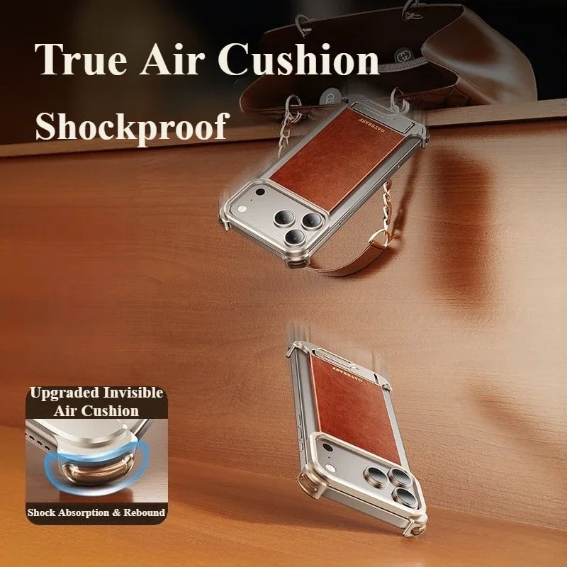 Oatsbasf Lederhülle für iPhone 17 Pro mit Ständer