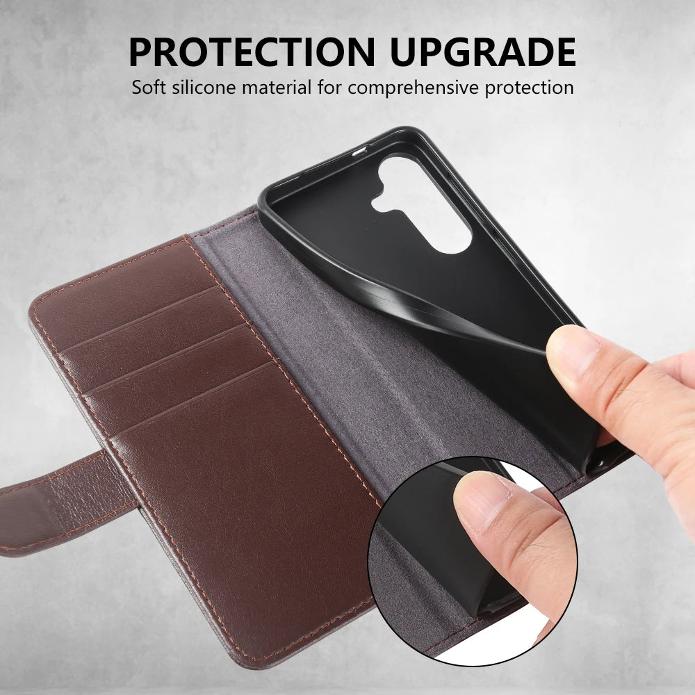 Wallet Hülle aus Echtleder für Samsung Galaxy S25 S24
