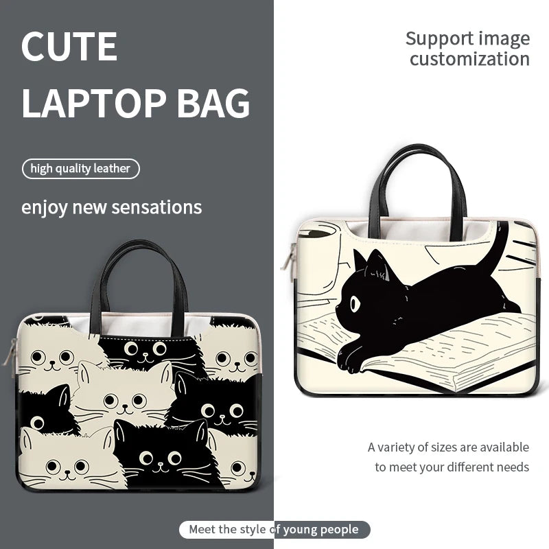 DIY PU Laptoptasche Katze 12–17 Zoll