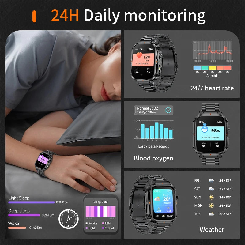 LIGE Outdoor Smartwatch mit LED & BT-Anruf 2024