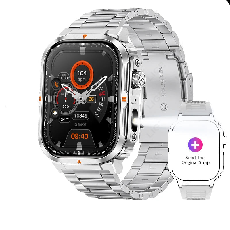LIGE Outdoor Smartwatch with LED & BT Call 2024