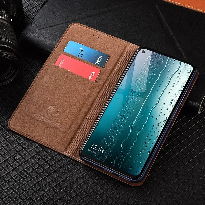 Flip Case für iPhone 17 Pro Max Echtes Leder Magnetisch