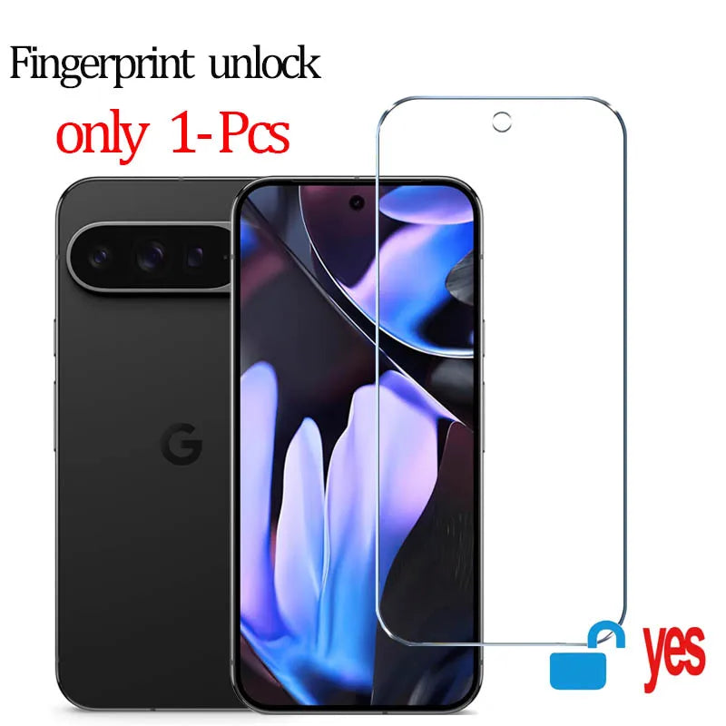 Tempered glass fingerprint screen protector for Pixel 9 Pro, 10, 8A, 9A, 7, 8