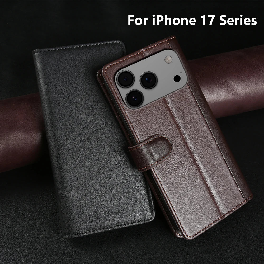 Echtleder Brieftaschenhülle für iPhone 17 Serie