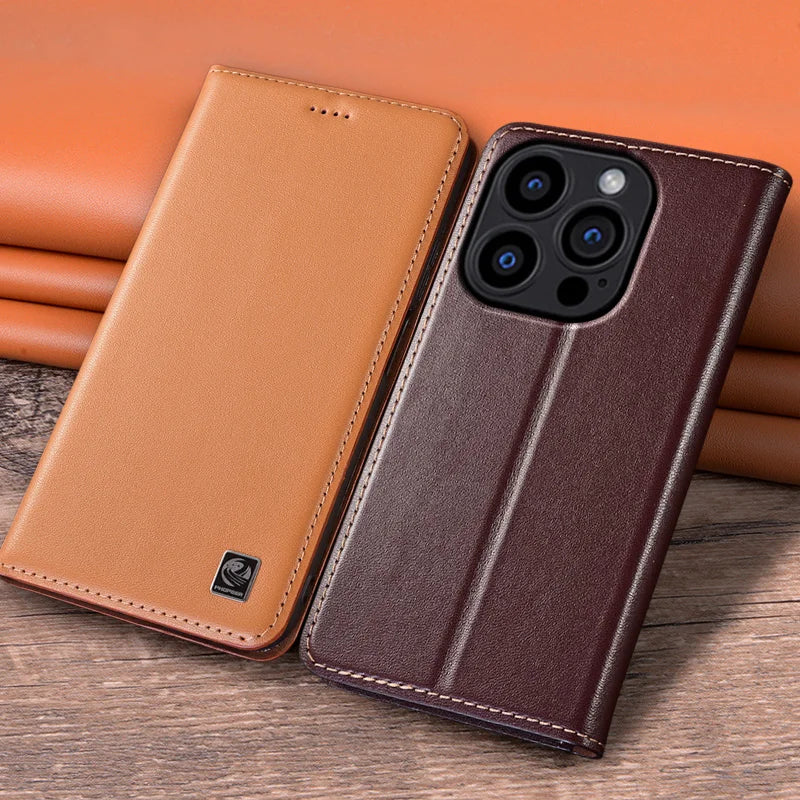 Flip Case für iPhone 17 Pro Max Echtes Leder Magnetisch