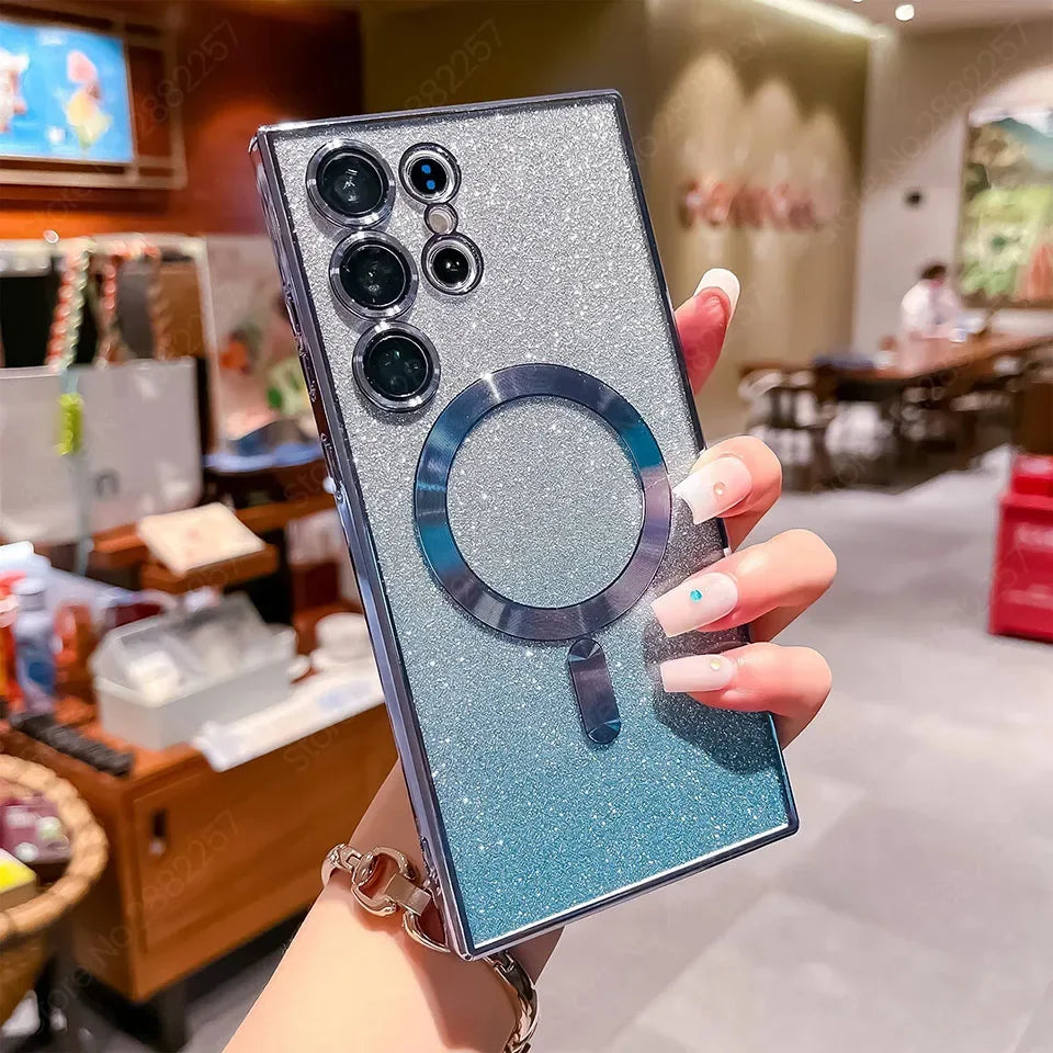 Glitzer Luxus Magnethülle für Samsung Galaxy S25