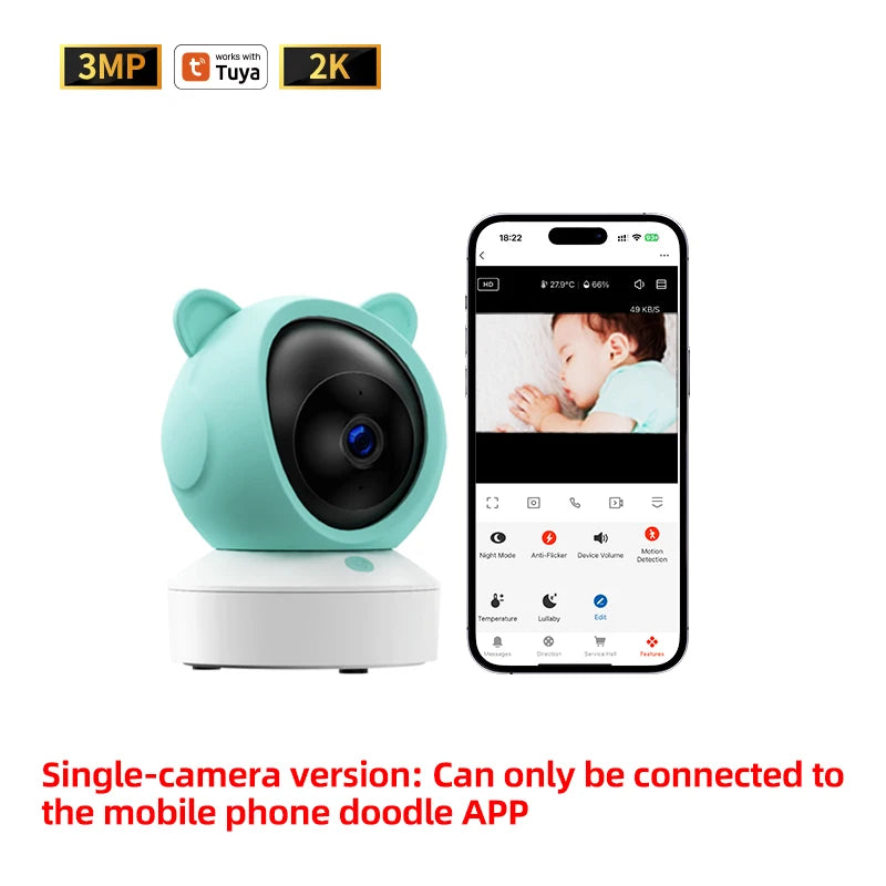 5-Zoll HD Babyphone mit Tuya App Fernsteuerung