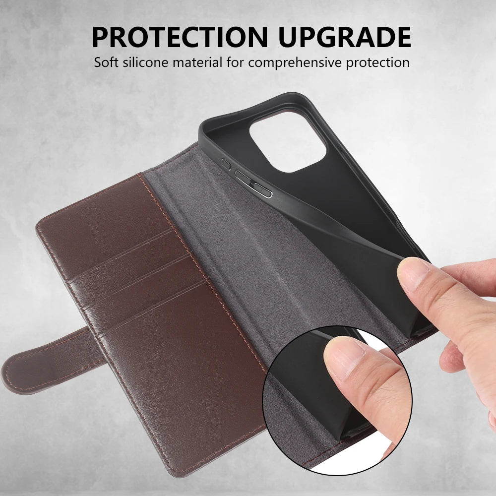 Echtleder Brieftaschenhülle für iPhone 17 Serie
