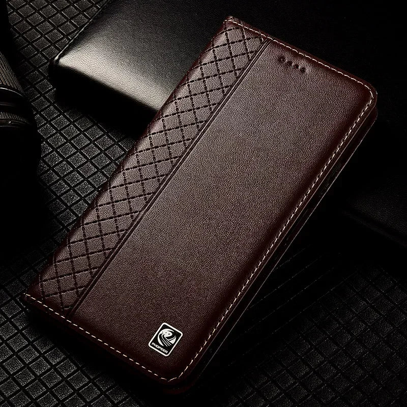 Rindsleder Flip Case mit Magnet für iPhone 17