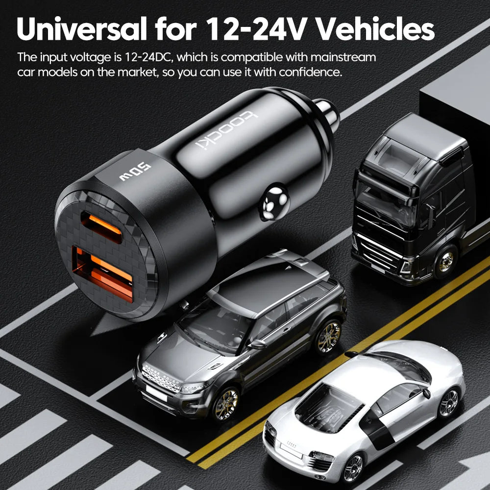 50W USB-C Autoladegerät PD QC 3.0 Mini