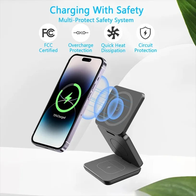 3-in-1 Magnetic Charging Holder for iPhone & Apple Watch