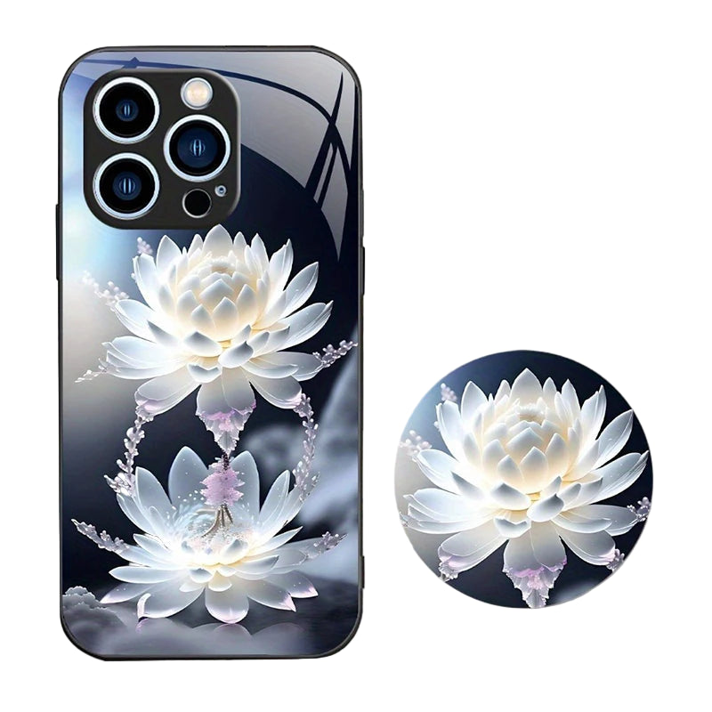 Luxus Schneelotus Glas Hülle für Samsung S25