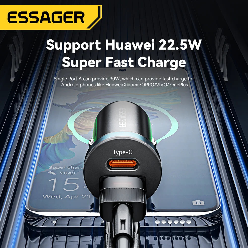 Essager 30W USB-C Autoladegerät Schnellladung Typ C