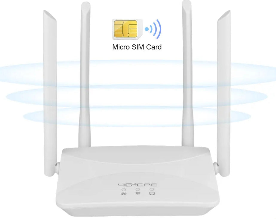 4G LTE WLAN Router mit 4 Antennen und SIM-Slot