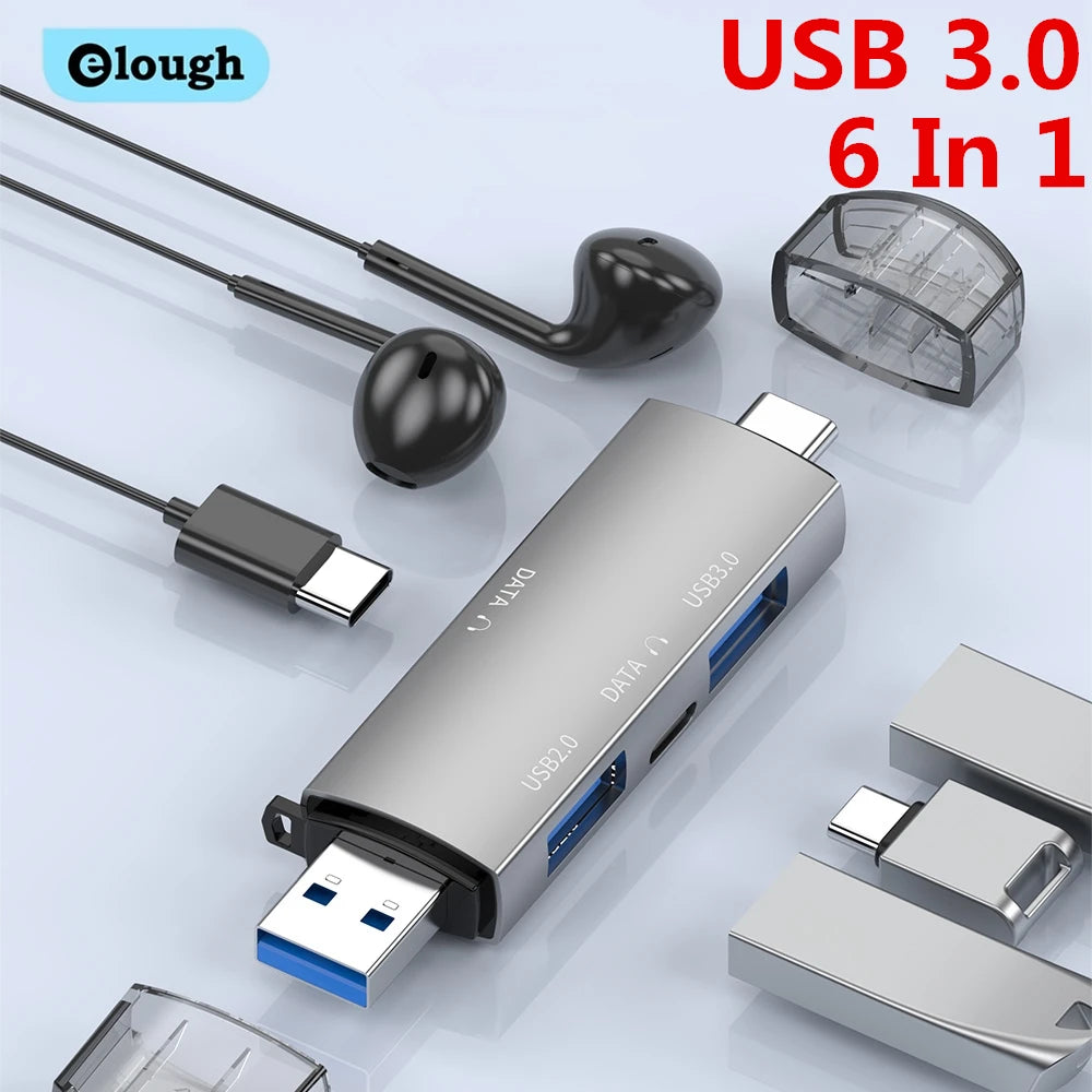 6-in-1 USB Typ-C Kartenleser Adapter für iPhone & PC