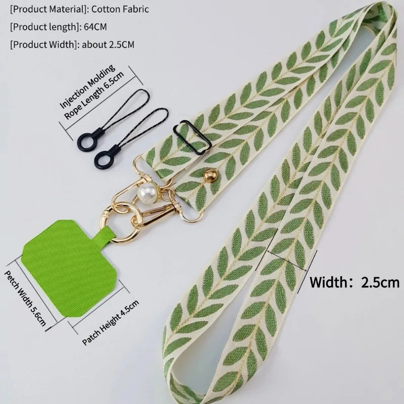 Verstellbares Blatt-Handy-Lanyard mit Perlen