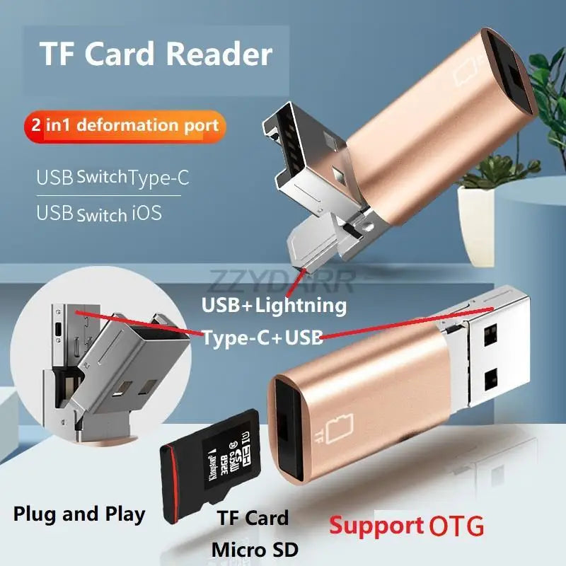 USB Micro SD Kartenleser für iPhone & Typ C Geräte