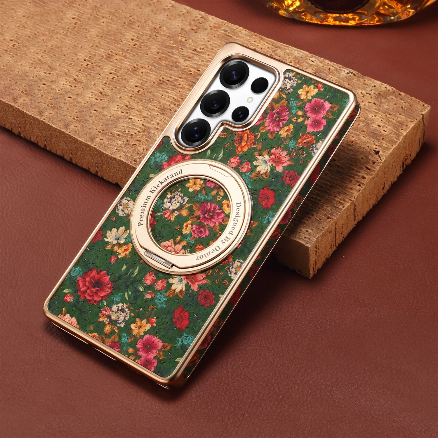 Luxus Blumen Magsafe Hülle mit Ring für Samsung S25