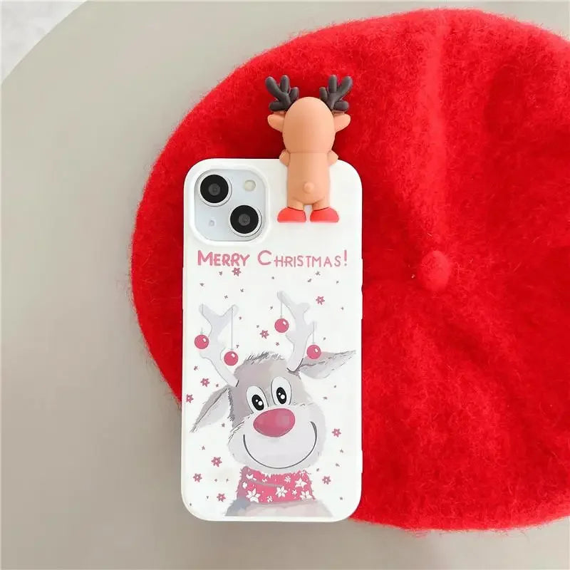 3D Weihnachts-Rentier TPU Hülle für iPhone 16 Pro Max