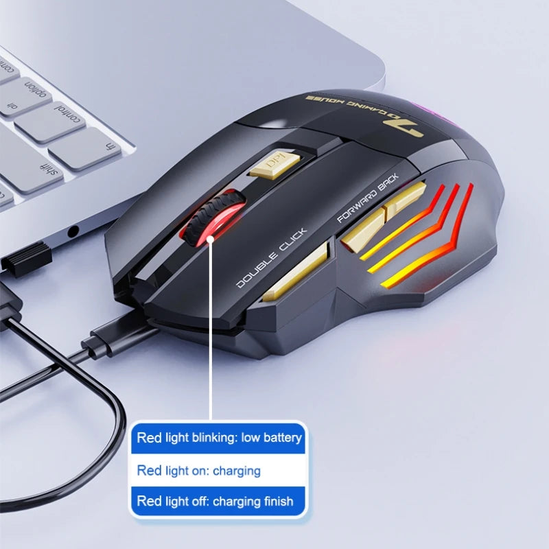 Kabellose Dual-Mode Gaming-Maus mit LED und 3200 DPI