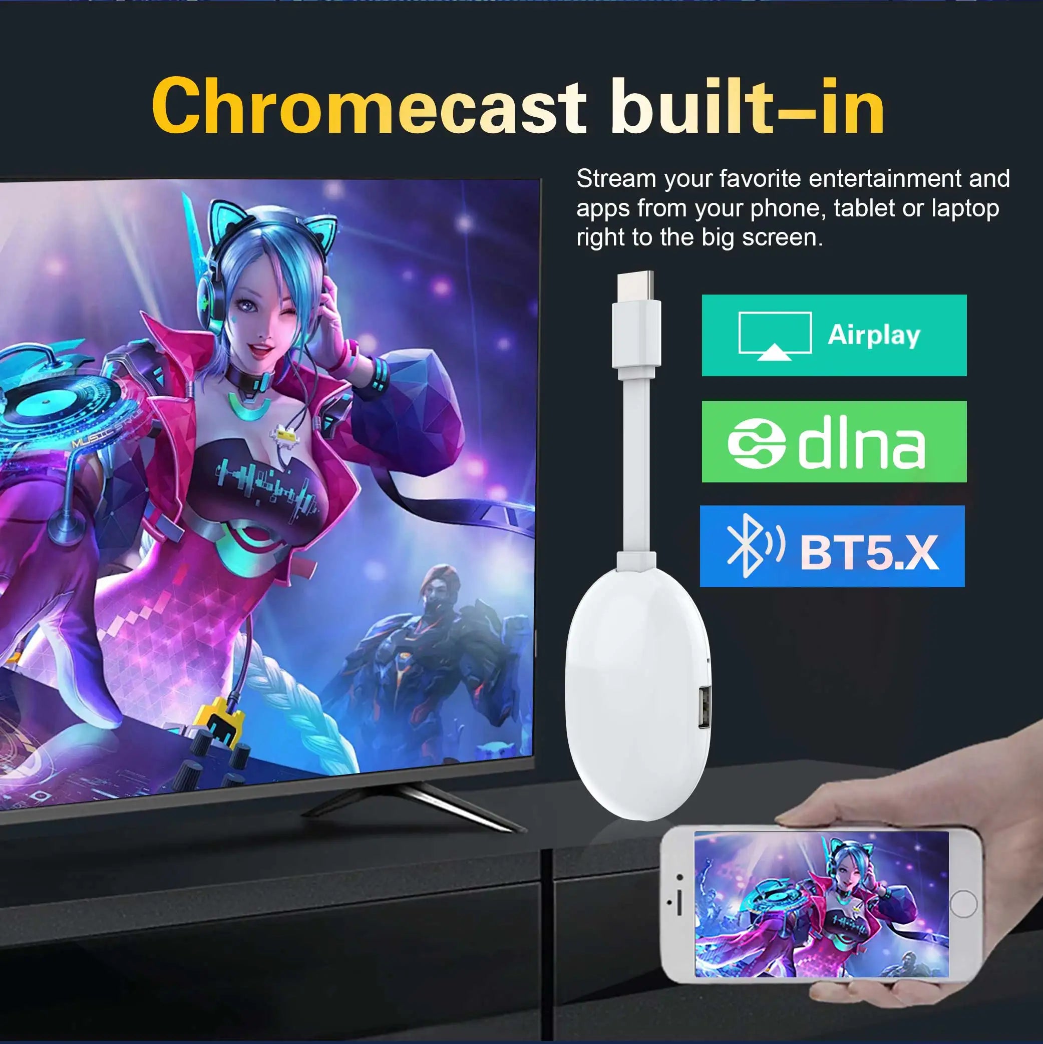 Android 14 Smart TV Stick with voice control