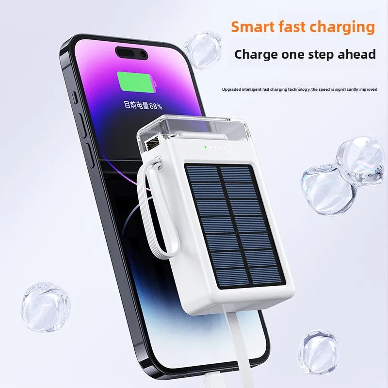 Mini-Solar-Powerbank 20000 mAh mit integriertem Kabel