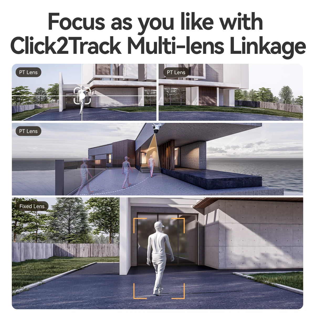 3-fach Objektiv PTZ WiFi Außenkamera mit Warnlicht