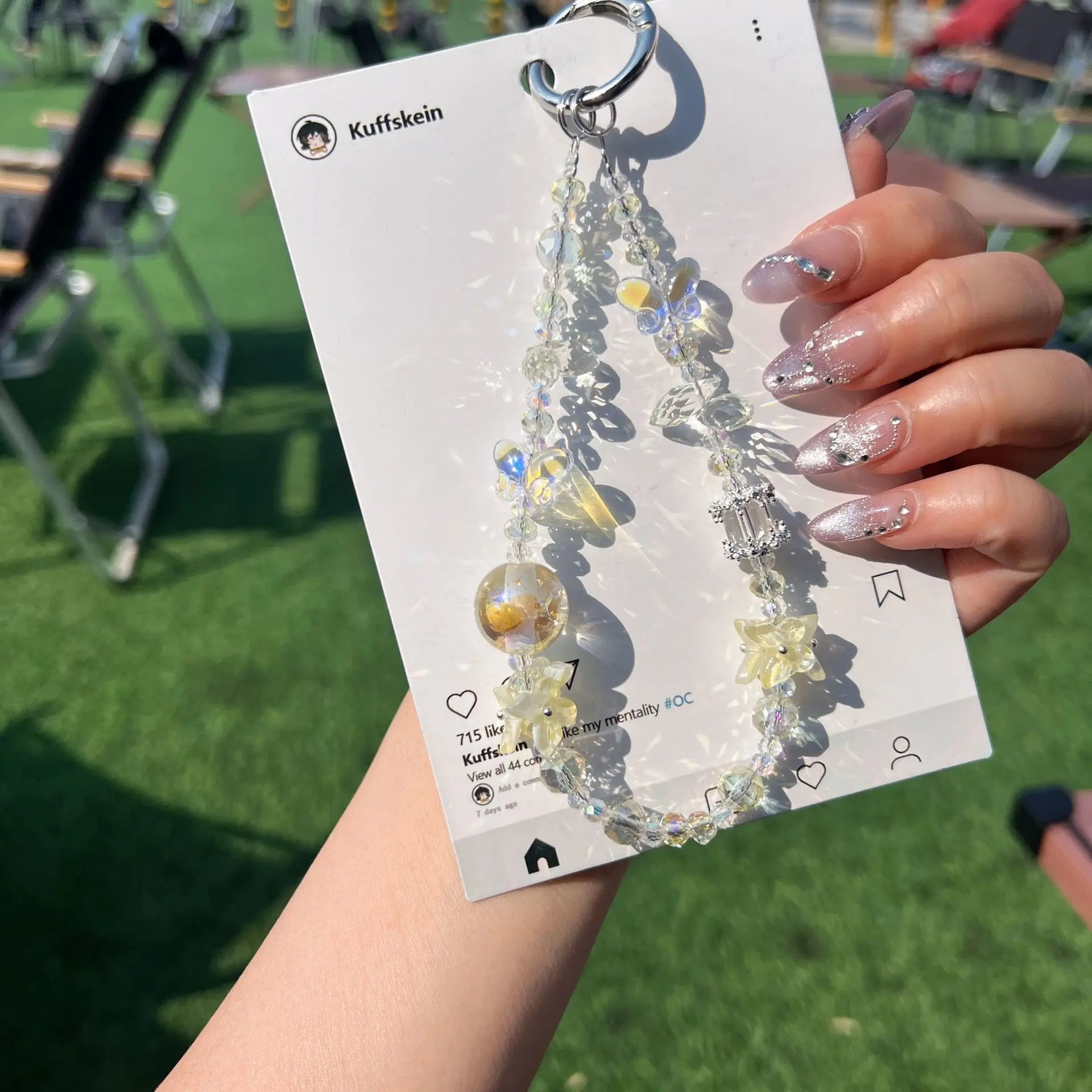 Kristall-Handy Lanyard mit Schmetterling – Damenstil