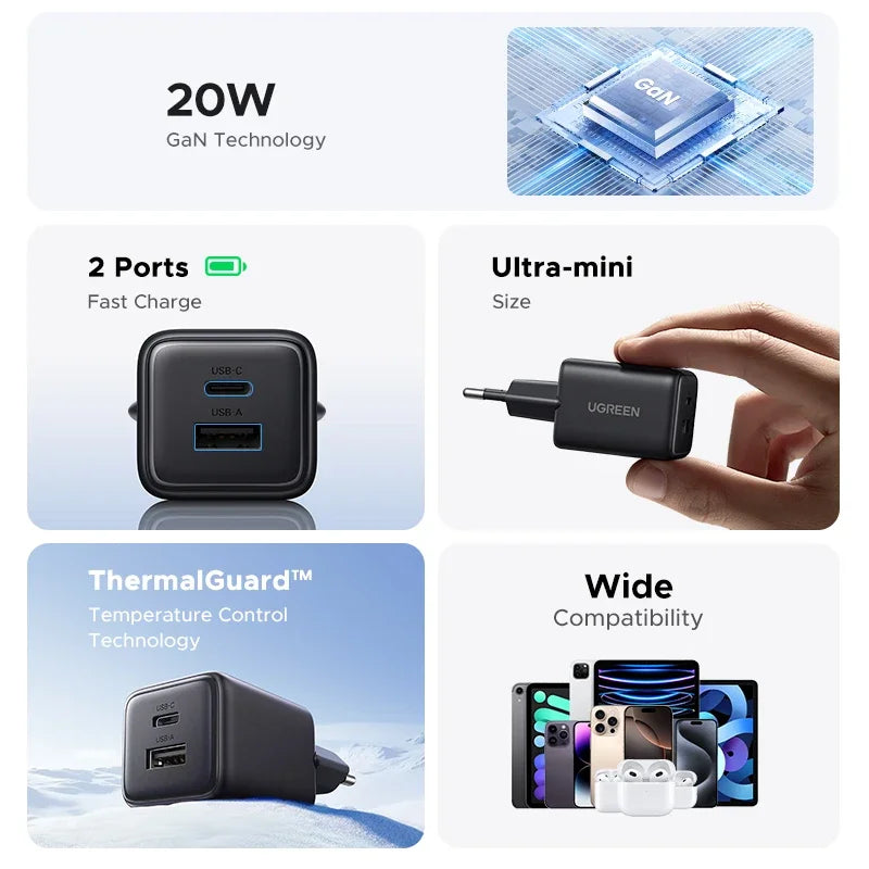 20W GaN Mini USB-C Charger PD3.0 QC3.0