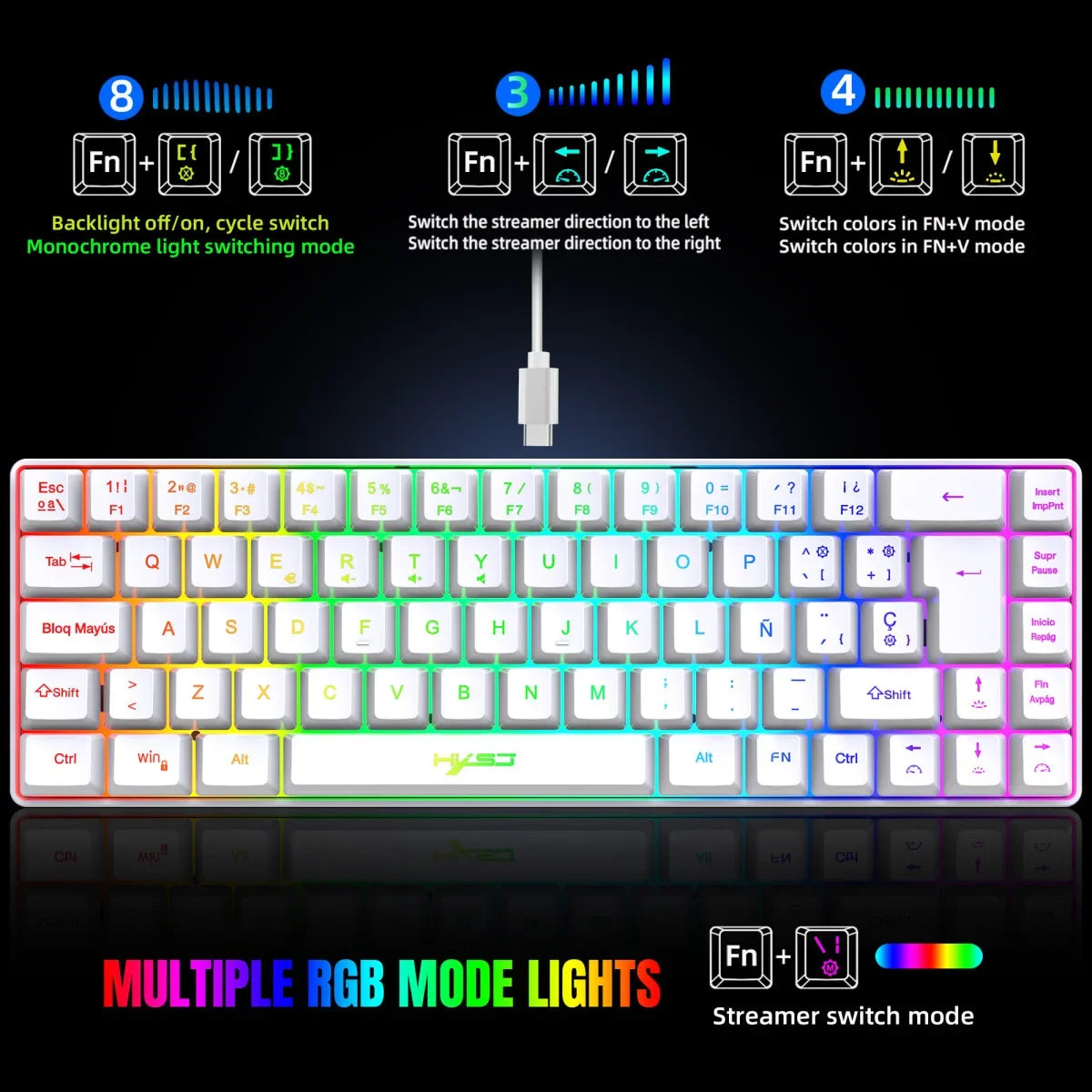 RGB 69-Tasten Russische Gaming Tastatur