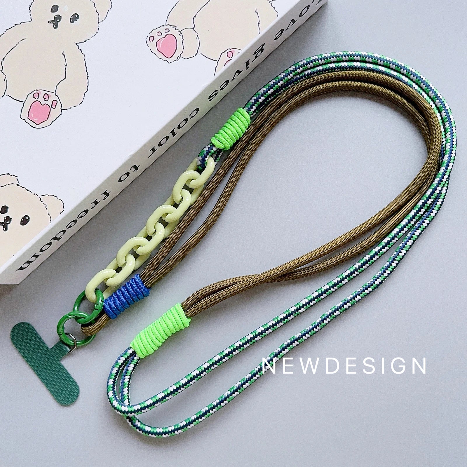 Verstellbares Leder-Handy-Lanyard mit Perlen