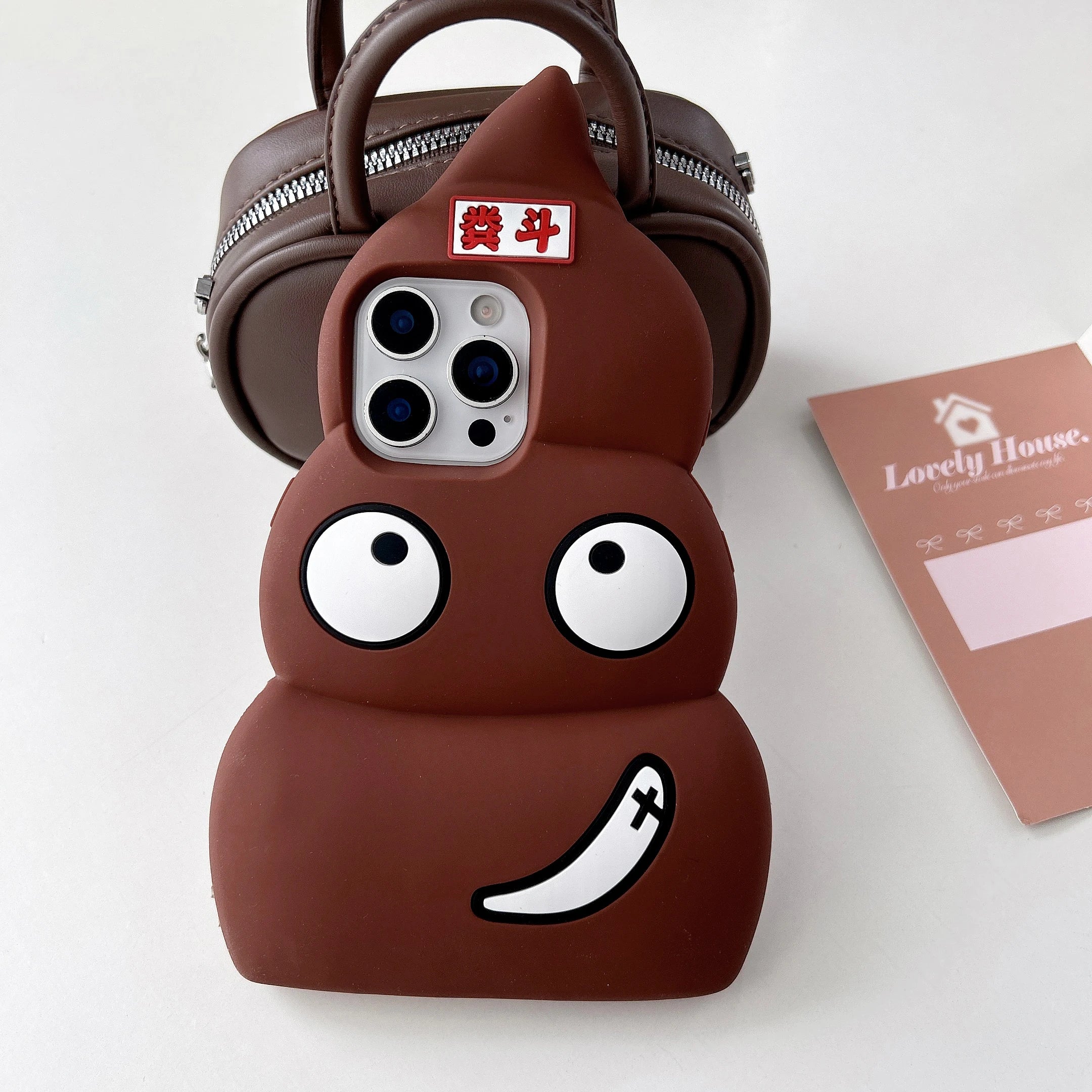 3D Poop Cartoon iPhone Case, Silicone, Funny, Soft