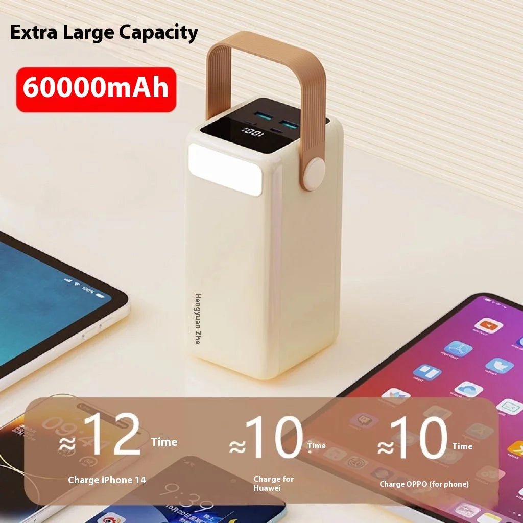 60000mAh Power Bank Fast Charging with Light Outdoor