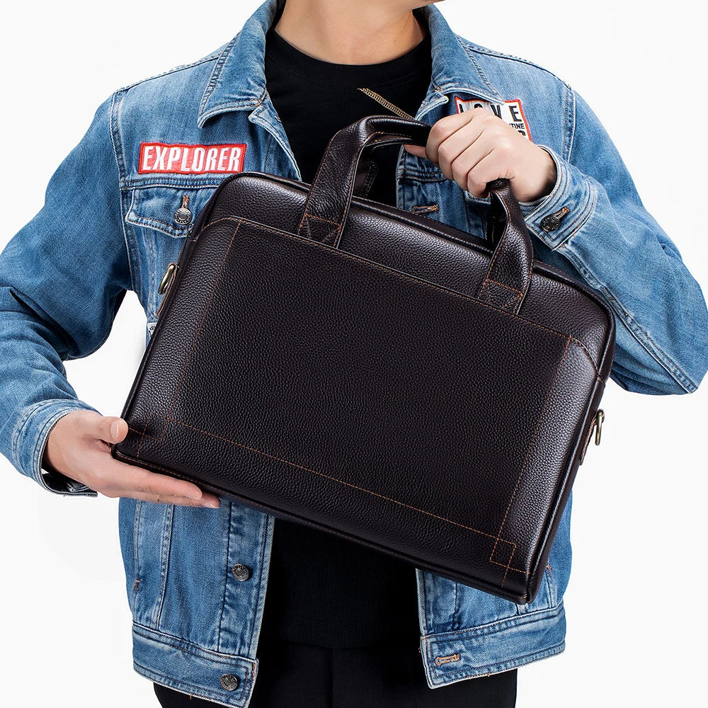 Herren Leder Aktentasche Kreuzdesign