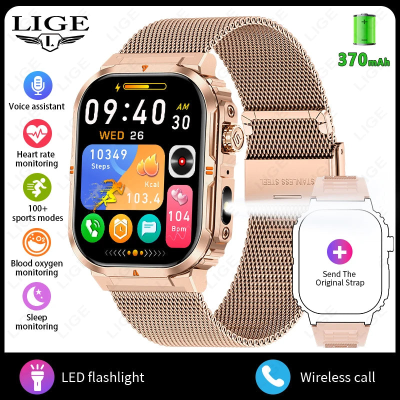 LIGE Outdoor Smartwatch mit LED & BT-Anruf 2024